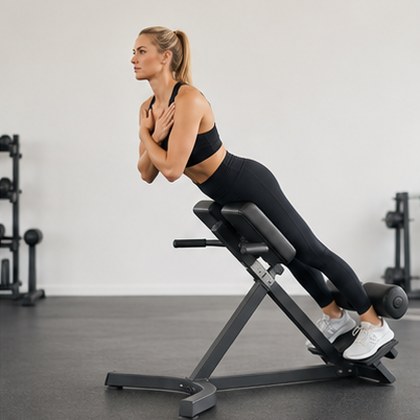 Grid of app library photos: glute-focused and back-focused hyperextension — Back-focused