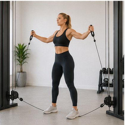 Low-to-high cable fly, women’s version