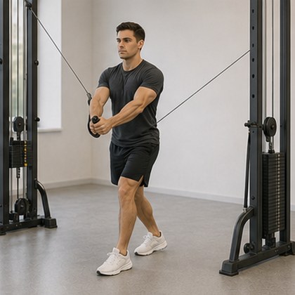 Low-to-high cable fly, men’s version