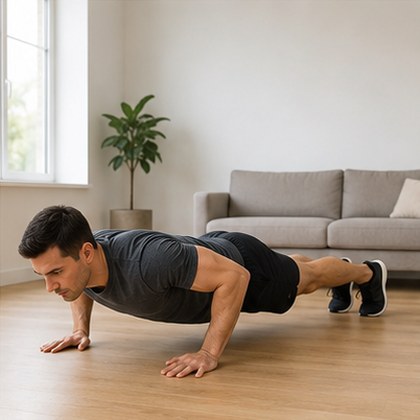 A man doing a push-up on the floor